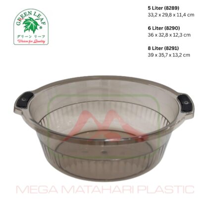Baskom 5 Liter (8289) 6 Liter (8290) 8 Liter (8291) Freya Green Leaf