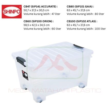 Box Container Bening Roda 47 Liter (CB47 SIP147 Accurate) / 60 Liter (CB60 SIP100 Orion) / 80 Liter (CB80 SIP101 Gaia) / 100 Liter (CB100 SIP102 Atlas) Shinpo