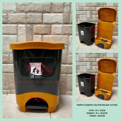 Tempat sampah injak segi 15liter Selina Yutaka