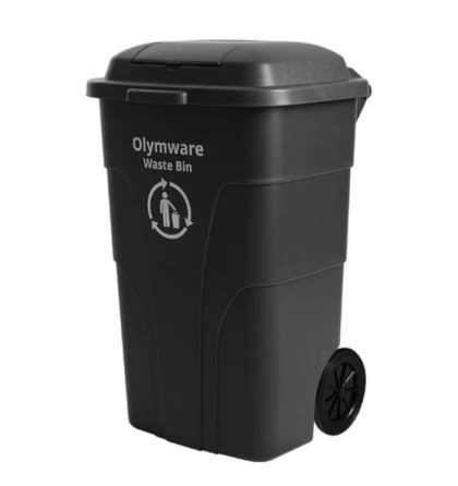 Tempat sampah roda hitam ada jendela 120liter Olymware