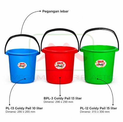 Ember gagang tanpa tutup 10liter (PL13) / 13liter (BPL3) / 15liter (PL12) Goldy Basic Home by Lion Star