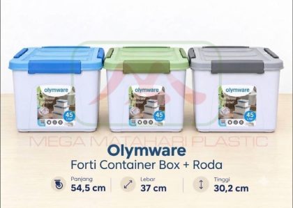 Box container roda + tutup 30liter (FB30) / 45liter (B45) Olymware (warna putih susu)