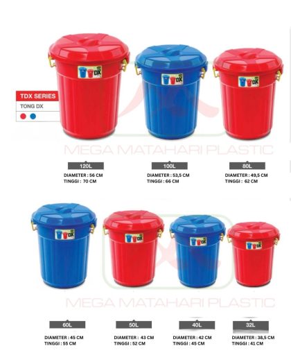 Ember / Tong Warna + Tutup gagang samping 30liter / 40liter / 50liter / 60liter / 80liter / 100liter / 120liter Taiwan