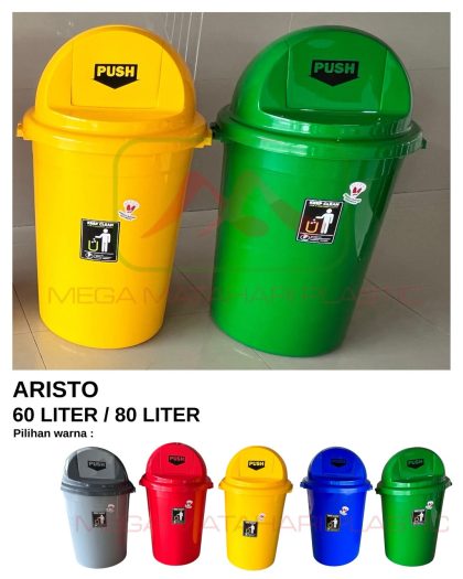 Tempat Sampah Bulat Tutup goyang 60 Liter / 80 Liter Aristo Taiwan